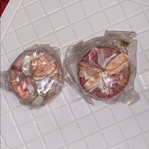 ❤️‎ 2 Vtg Enesco pink drum ornaments in packages